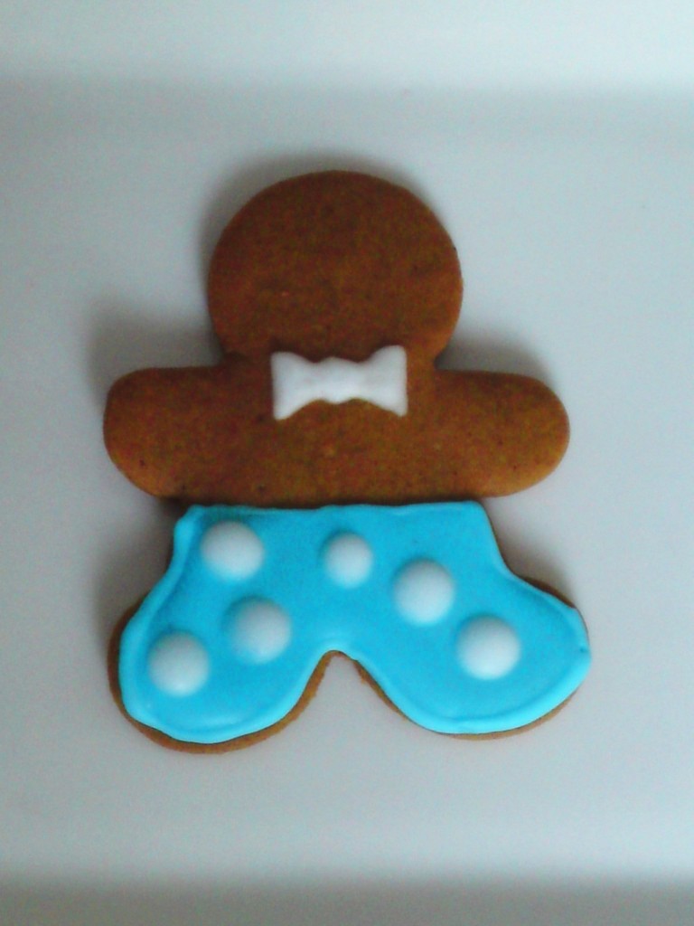 Gingerbread Man- Blue pants white dots